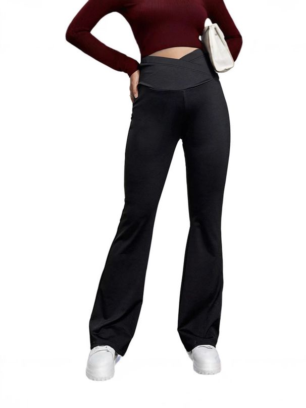 High Waist Maternity Flared Trousers Wide Leg Casual Slim Fit Cross Belly Support Belt European American Style Pregnant Women Pants_ecoleips.com