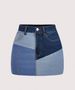 Women's Slimming Color Blocked Denim Mini Skirt High Waist A-Line Summer Skirt Elegant Fashion England Style_ecoleips.com