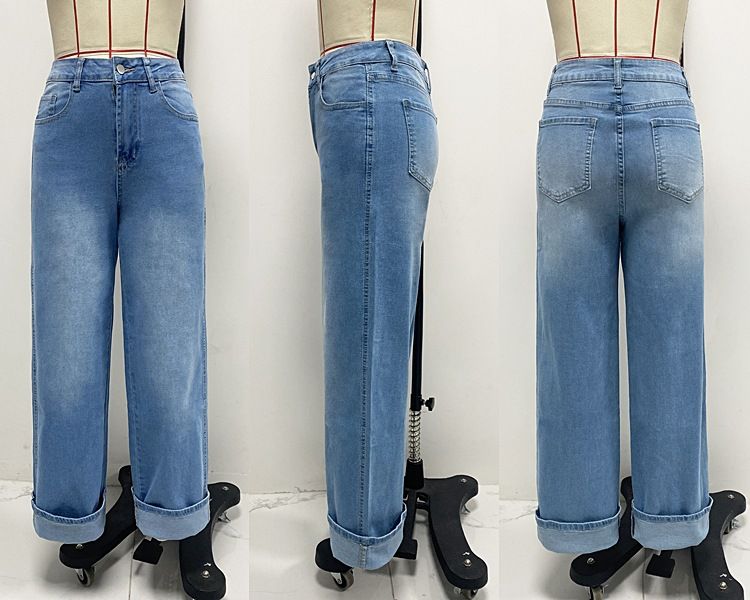 New Elastic Straight Jeans Women's Quality Retro Curling High Waist Trousers_ecoleips.com