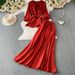 Women's French Style Relaxed Fit Shirt And High Waisted Skirt Two Piece Set With Tie Waist Three Quarter Sleeves Style_ecoleips.com