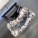 Retro Spicy Leopard Print Fur Patchwork Mini Skirt for Women mid Low Waist Bodycon New Winter 2025 Style_ecoleips.com