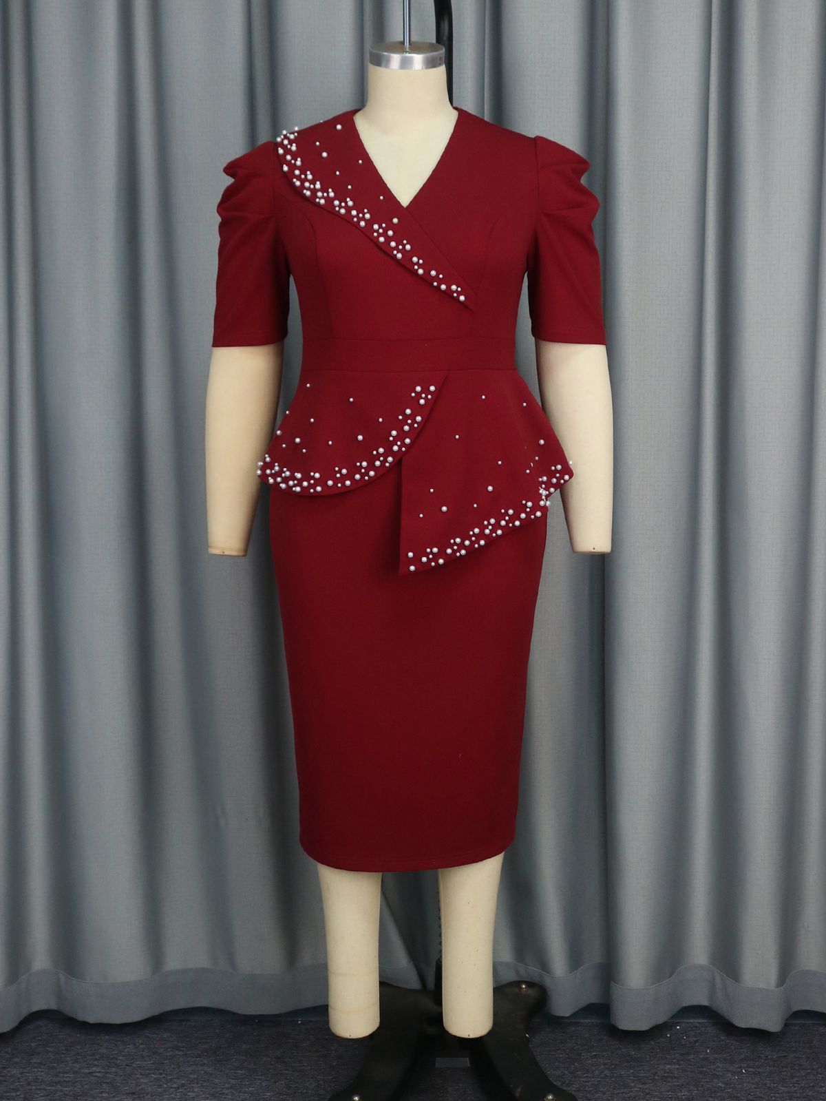 Women's Clothing Beaded Ruffle Dress Party Temperament Hip Skirt Dresses_ecoleips.com