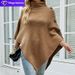 Aria Basics Aria Basics MaoMaoYu 2023 Autumn Winter European And American Foreign Trade Shawl Cape Sweater Solid Color High Neck Cross-Border_ecoleips.com