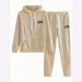 Women's Clothing Autumn/Winter Women's Sweatshirt Set Fleece Lined European American Style Sporty Casual Fashionable Versatile Print_ecoleips.com