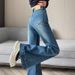 Plus Size High Waisted Retro Flared Jeans Women's Slimming Trendy Loose Fitting Flared Pants England Style Fashion_ecoleips.com