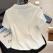 Women's Clothing New White Straight Shoulder Polo Collar Short Sleeved T Shirt For Women Slim And Versatile Blank Version T Shirt Top_ecoleips.com
