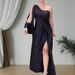 In Stock Independent Station Cross-Border Hot Sale Summer New Style Asymmetrical Knot Split Solid Color Slim Dress_ecoleips.com