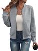 Women's Zip-Up Baseball Jacket – Oversized Casual Outerwear With Geometric Jacquard (S-5XL, 10 Colors)_ecoleips.com