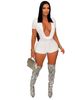 Women's Slim Waist Bodycon Jumpsuit Deep V Solid Color Sexy Party Clothing European And American Style Spring/Summer Short Rompers_ecoleips.com