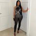 Women's Clothing Sexy Mesh Hot Diamond See Through Jumpsuit Sleeveless Nightclub Women's Clothing_ecoleips.com