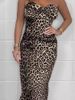 Women's Clothing fashion leopard print tube top sexy slim fit slit dress_ecoleips.com