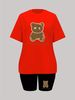 Summer Women's Casual Fashion Lover Bear Cartoon Graphic Printed Loose T-shirt Shorts Two-piece Set Summer Sportswear Suitable For Daily Wear-162_ecoleips.com