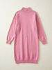Women Lightweight Breathable Thin Knit Maxi Dress, Mock Neck Long Sleeve Drop Shoulder Oversized Loose Casual Daily Knit Dress_ecoleips.com