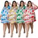 Women's Clothing Plus Size Women's Printed Shirt Mid Sleeve Long Summer For Formal & Casual For Women Printed Shirt_ecoleips.com