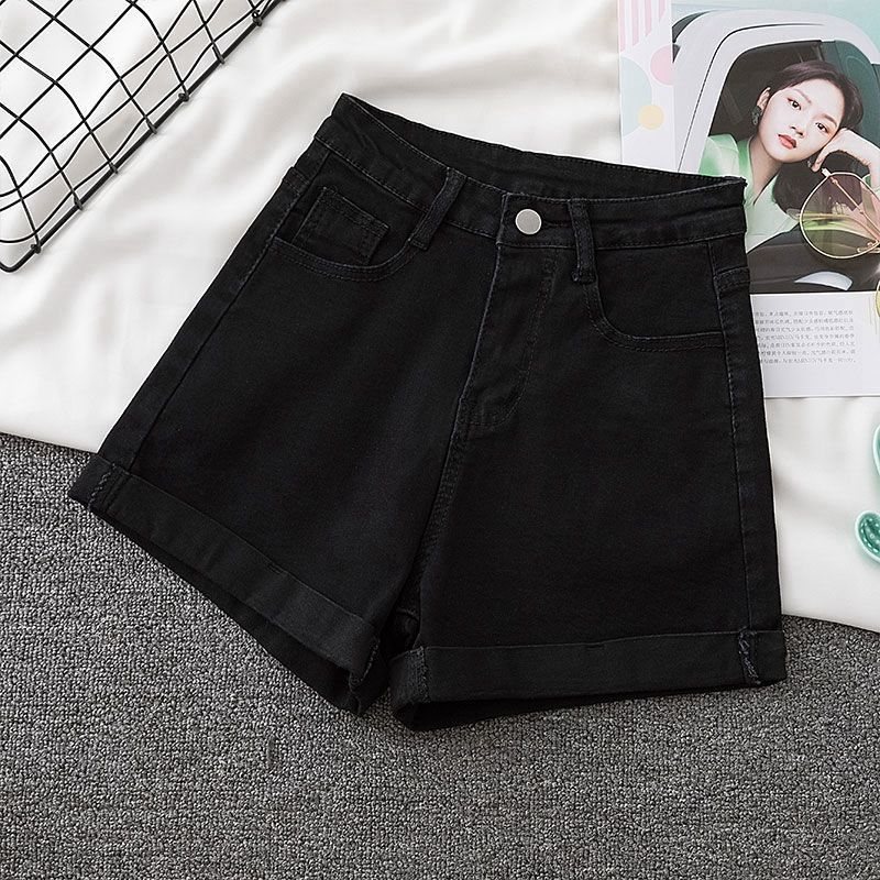 white trendy distred denim shorts for women high waisted slimming aline frayed wide leg hot pants summer 2025_ecoleips.com