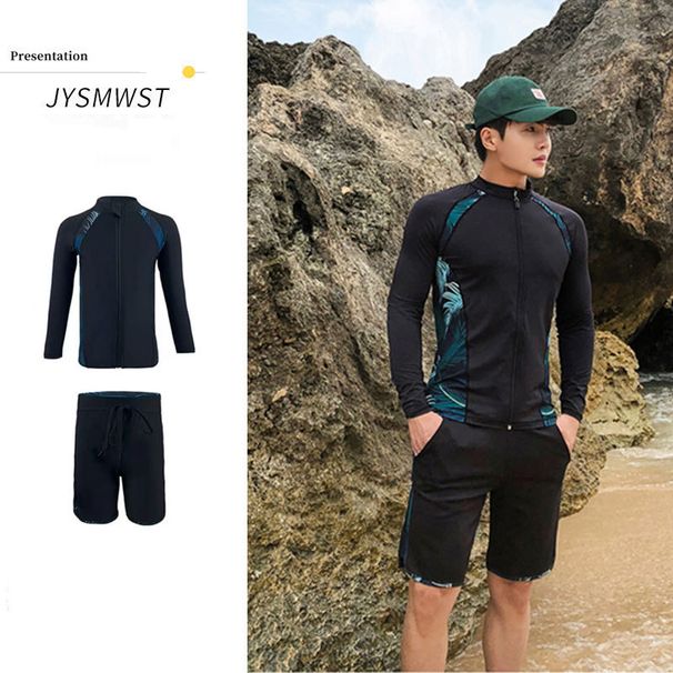 Men's & Women's Quick-Dry Wetsuit - UPF 50+ Sun Protection | Long Sleeve Rash Guard & Pants Set For Diving/Surfing (Black/Blue, S-XXL)_ecoleips.com