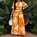 Women's Clothing New Arrival Tropical Print Pleated Butterfly Sleeve Top With Lace Up Wide Leg Trousers Suit_ecoleips.com