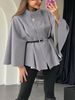Elegant Belted Cape Coat – Wrinkle-Resistant Wool-Like Trench With Flared Sleeves For Women (S-XXL, 4 Neutral Tones, Office To Weekend Wear)_ecoleips.com