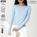Women's Slim Fit Long Sleeve Yoga Sports Top Round Neck Checkered Fitness Wear For Running Training Pilates_ecoleips.com