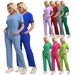 Women’s Clothing Wash Clothes Split Suit Short Sleeve Beauty Salon Nursing Work Uniforms Women's Micro Elastic Hospital Scrubs_ecoleips.com