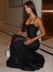 Blifanbo Elegant Lace Spaghetti Strap Maxi Dress Women Gown High Waist Hollow Out Slim Patchwork Backless Club Party Long Dress_ecoleips.com