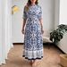 Women's Plus Size Dress Style Print Slim Fit Retro Ethnic Blue Holiday Leisure Relaxed Everyday Wear Versatile Comfortable Feshion Trend_ecoleips.com