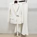 White Belted Suit Trousers Set Two Piece Celebrity Style_ecoleips.com
