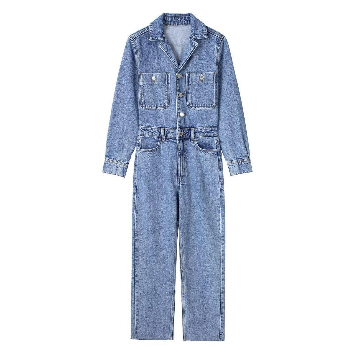 Aria Basics New Spring Autumn Women's Fashion European And American Style Suit Collar Pocket Decorated Waist-Cinching Straight-Leg_ecoleips.com
