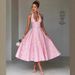Women's Clothing V Neck Halter Neck Jacquard Dress High End Evening Dress Spring And Summer Temperament Sleeveless Backless Waist Long Dress_ecoleips.com