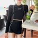 K New High Waist Split Black Long Sleeved Small Flat Corner Conservative Slimming Two-piece Set For Women's Sun Protection Swimsuit_ecoleips.com