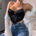 European And American Fashion New Design Satin Mesh Fishbone Strap Diamond-shaped Double-layer Pleated Camisole 10657_ecoleips.com