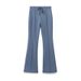 Women's Clothing Style Stitching Decoration Elastic Waist Double Sided Fabric Bell Bottom Pants Zipper Sweatshirt Suit_ecoleips.com
