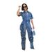 Women's Clothing Washed Overalls Multi Pocket Button Denim Jumpsuit Short Sleeved Trousers_ecoleips.com
