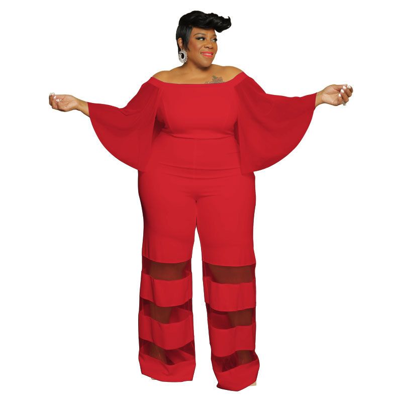 Women's Clothing Plus Size Women's Sexy Color Block Jumpsuit Fashion Long Sleeve For Formal & Casual For Women_ecoleips.com