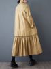 2025 Spring Autumn New Black Vintage Pleated Shirt Dresses For Women Ruffles Long Sleeve Loose Casual Dress Fashion Clothing_ecoleips.com