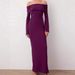 Women Elegant Solid Color Off Shoulder Long Sleeve Ruched Fall Maxi Dress Casual Fashion Long Dress For Women Autumn_ecoleips.com