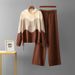 European And American Style Autumn Winter Fashion Set Solid Color Hooded Sweatshirt Casual Two Piece Women's Clothing_ecoleips.com