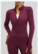 K Solid Color Basic Yoga Suit Jacket, Nude Feeling, Tight Fitting, Breathable Stand Up Collar, Sports And Fitness Top For Women_ecoleips.com