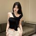 Purely Alluring Irregular Ruffle One-Shoulder Camisole For Women, New Summer Design With Three-Dimensional Floral_ecoleips.com
