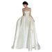 Elegant French Satin A-Line Wedding Dress With Detachable Bow & Train For Bride, Modest Chapel Length Gown_ecoleips.com