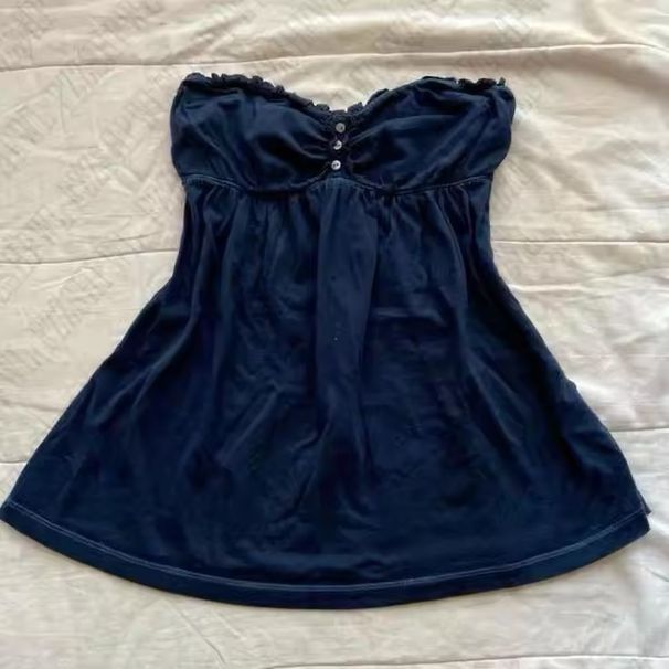 Sweet Girl Style Camisole Wholesale American Polka Dot Solid Color Lace Waist Cinching Dress Short Sleeve Women's Clothing Dress_ecoleips.com