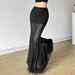 European And American Style Cross-Border 2024 Spring New Women's Solid Color Slim Street Fashion High Waist Bodycon Mesh_ecoleips.com