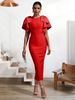 Women's Clothing Round Neck Ruffled Fashionable Heavy Duty Beaded Waist Tight Bandage Dress Long Skirt Evening Dress_ecoleips.com