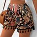 Women's Clothing Ready Stock Spring And Summer Fashion New Size Ladies Printed Casual Shorts With Lace Edges_ecoleips.com