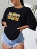 Women's Casual Black T-Shirt Simple round Neck Short Sleeve Breathable Cotton Polyester Floral Print Top for Spring/Autumn Summer_ecoleips.com