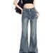Tall And Elongated American Style Micro Flared Jeans For Women In Autumn, With A High Waist That Looks Slim Without_ecoleips.com