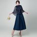 Verve Evening For Women 2025 New Navy Blue Casual Wear Long Elegant Party Dress_ecoleips.com