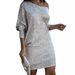 Women's Clothing Women's Simple Stylish V Neck Midi Dress Off Shoulder Sequin Evening Gown Spring Summer Fashion_ecoleips.com