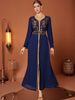 ZF4067 Spring Summer New Muslim Abaya Saudi Dubai Turkey Clothing Blue Dress_ecoleips.com