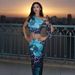 Women Fashion Elegant Printed One Shoulder Strappy Slim Fitted Top Low Waist Long Dress Two Piece Set Party Casual Outfit135_ecoleips.com